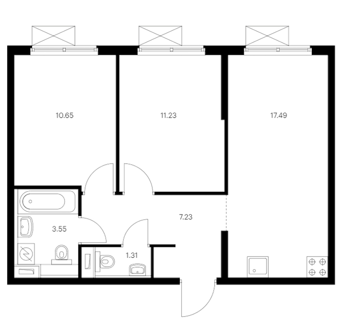 2-комнатная квартира 51.46 м², 6/15 эт., ЖК «Янинский лес»